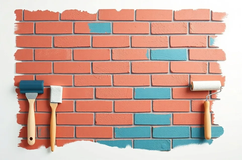 Outils de peinture disposés dans l'ordre des étapes du chantier